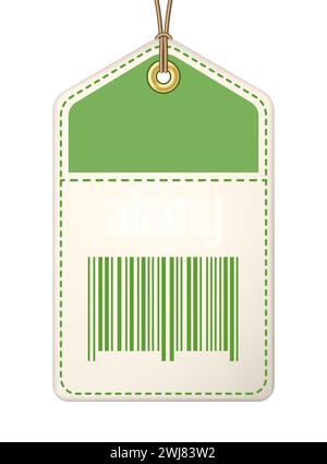 Sale tag with barcode on a string vector illustration Stock Vector