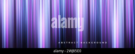 Colorful purple and electric blue striped background with a blurred effect. Futuristic elegant 3D wide horizontal banner. Vector illustration Stock Vector