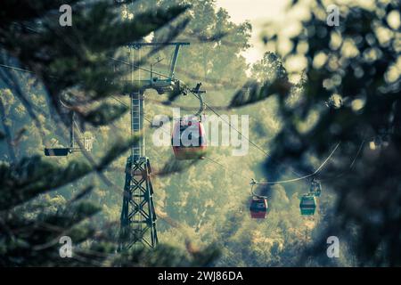 A gondola of the Teleferico cable car in Santiago de Chile on San Cristobal Hill. Stock Photo