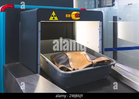 Security scanners in the airport security checkpoint Stock Photo