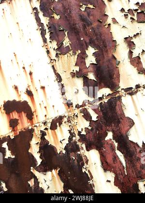Peeling paint and rust on hangar doors Stock Photo