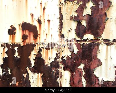 Peeling paint and rust on hangar doors Stock Photo