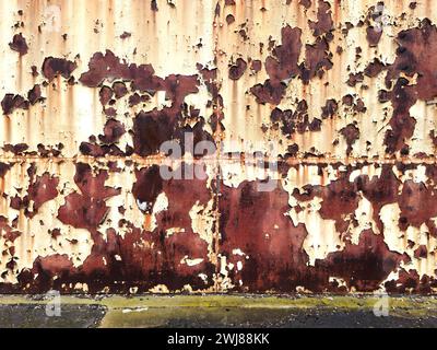 Peeling paint and rust on hangar doors Stock Photo