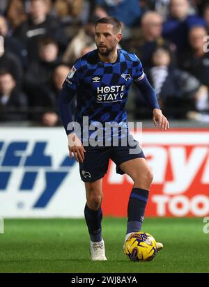 Derby County's Conor Hourihane during the Sky Bet League One match at St James Park, Exeter. Picture date: Tuesday February 13, 2024. Stock Photo