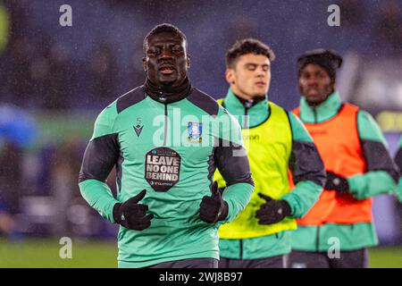 King Power Stadium, Leicester, UK. 13th Feb, 2024. EFL Championship Football, Leicester City versus Sheffield Wednesday; Bambo Diaby of Sheffield Wednesday during the pre-match warm-up in the rain Credit: Action Plus Sports/Alamy Live News Stock Photo