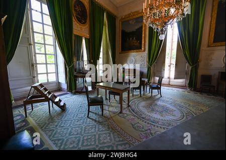 Versailles, Paris, France, June 30, 2022. Shot in one of the study rooms of the Trianon. On the left is the ladder to take library books. Stock Photo