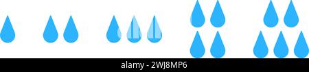Water drops icons. Humidity level concept. Blue droplets isolated on ...
