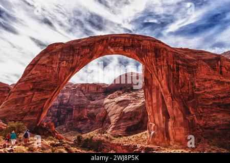 Rainbow Bridge National Monument is the world's largest known natural bridge. It is sacred to the members of several Native American tribes. Stock Photo
