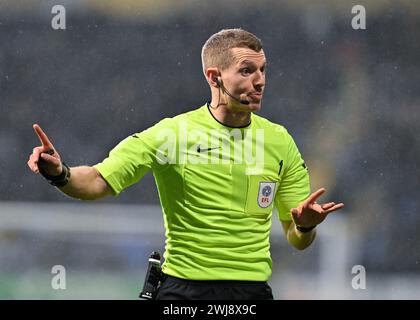 Referee Will Finnie, during the Sky Bet League 1 match Bolton Wanderers vs Wycombe Wanderers at Toughsheet Community Stadium, Bolton, United Kingdom, 13th February 2024  (Photo by Cody Froggatt/News Images) Stock Photo