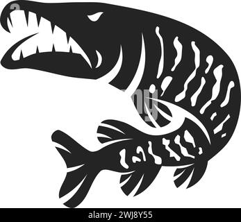 Muskellunge Fish Logo template Isolated. Brand Identity. Icon Abstract Vector graphic Stock Vector