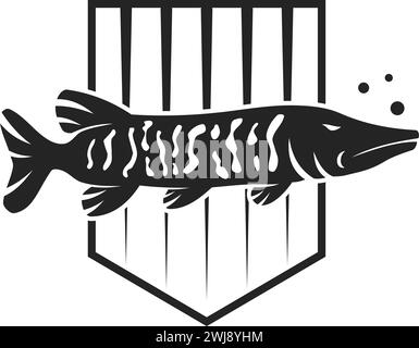 Muskellunge Fish Logo template Isolated. Brand Identity. Icon Abstract Vector graphic Stock Vector