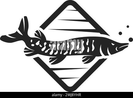 Muskellunge Fish Logo template Isolated. Brand Identity. Icon Abstract Vector graphic Stock Vector