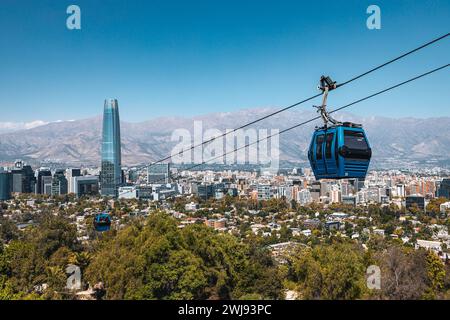 Teleférico Santiago by Turistik, Cerro San Cristobal Cable Car, Santiago de Chile, 2024 Stock Photo