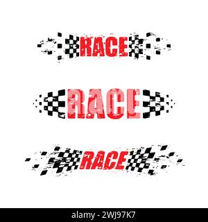 Checkered grunge race flags set Stock Vector