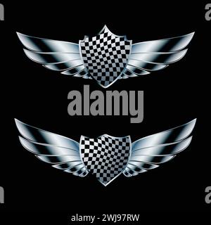Abstract wings metal gradient set Stock Vector