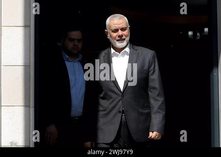 Doha, Qatar. 13th Feb, 2024. Hamas political bureau chief ISMAIL HANIYEH preparing to welcome the Iranian Foreign Minister in Doha. (Credit Image: © Iranian Foreign Ministry via ZUMA Press Wire) EDITORIAL USAGE ONLY! Not for Commercial USAGE! Stock Photo
