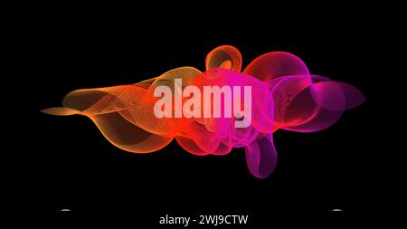 Gradient wave line blend form. Abstract pink orange flowing lines design element. Dynamic neon wave smoky shape. Sound waves or ai illustration concept. Vector bright curved pattern background Stock Vector
