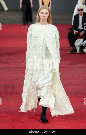 February 13, 2025, New York, New York, USA Model walks the runway at