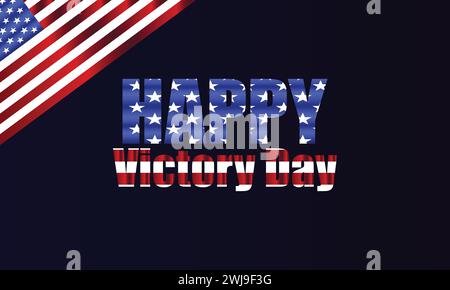 Happy Victory Day Text With Usa Flag And illustration design Stock Vector