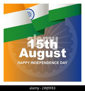 Indian flag in pop art style with text Happy Independence Day, vector illustration Stock Vector