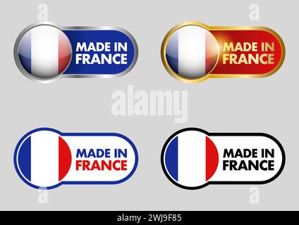 Made in France icon set, in vector format Stock Vector