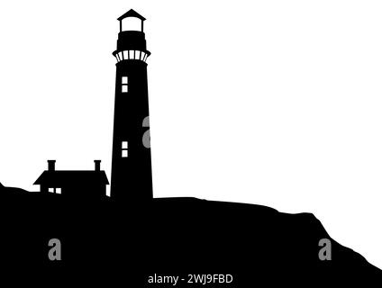 Black and white silhouette of a lighthouse, vector illustration Stock Vector