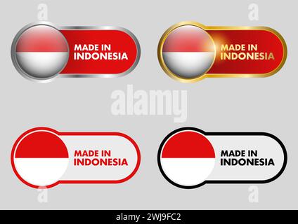 Made in Indonesia icon set, in vector format Stock Vector