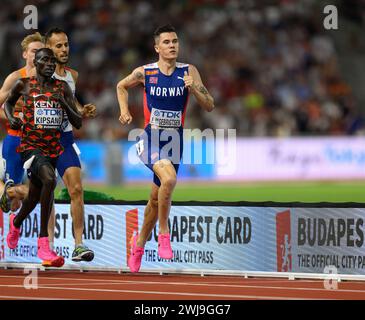 Jakob INGEBRIGTSEN  participating in the 1500 meters at the World Athletics Championships in Budapest 2023. Stock Photo