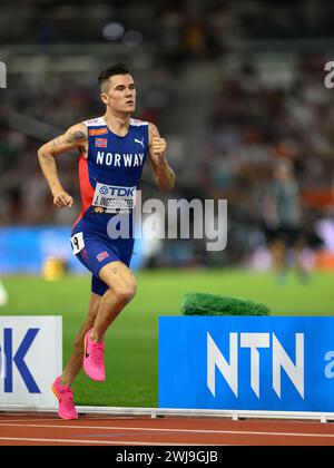 Jakob INGEBRIGTSEN  participating in the 1500 meters at the World Athletics Championships in Budapest 2023. Stock Photo