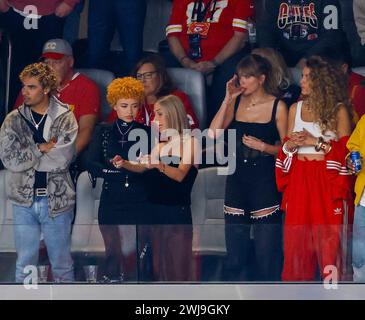 Las Vegas NV, USA. 11th Feb, 2024. singer Taylor Swift and actress Blake Lively in attendance at the NFL Super Bowl 58 LVIII football game between the San Francisco 49ers and the Kansas City Chiefs in Las Vegas NV. Charles Baus/CSM/Alamy Live News Stock Photo