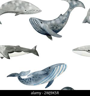 Seamless pattern with whales Stock Photo