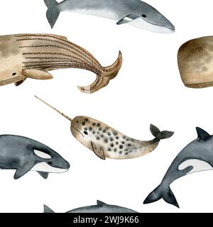 Seamless pattern with whales Stock Photo