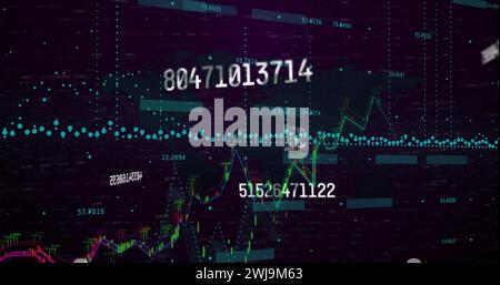 Image of numbers changing and financial data processing Stock Photo