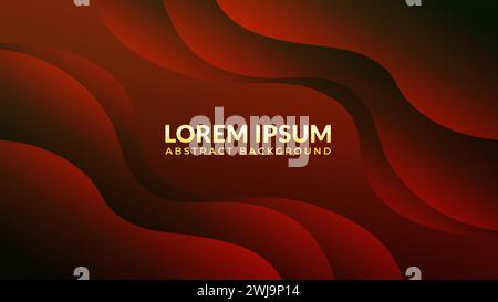 Elegant Dark Red Gradient Wave Abstract Background Design Stock Vector