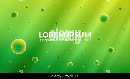 Realistic green yellow gradient bubbly fluid vector illustration. Stock Vector