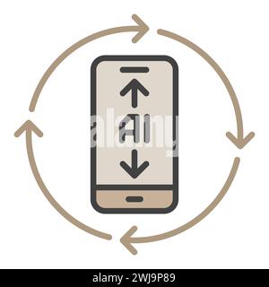 AI Phone with Arrows vector Artificial Intelligence concept colored icon or sign Stock Vector