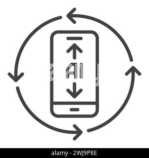 AI Phone inside Arrows vector Artificial Intelligence concept icon or sign in outline style Stock Vector