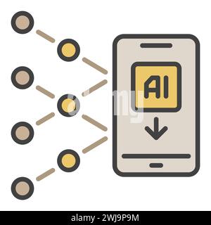 AI Artificial Intelligence in Smartphone vector Mobile Technology concept colored icon or symbol Stock Vector