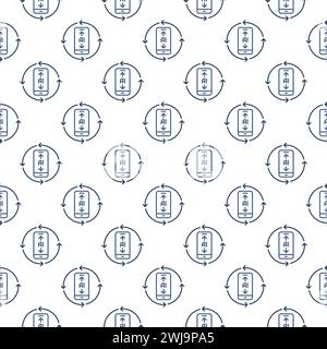 AI Phone inside Arrows vector Artificial Intelligence concept seamless pattern in outline style Stock Vector