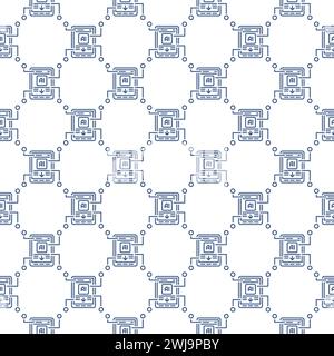 AI in Smart Phone vector Artificial Intelligence Smartphone concept thin line seamless pattern Stock Vector