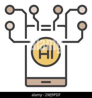 Phone and AI vector Artificial Intelligence Smartphone concept colored icon or sign Stock Vector