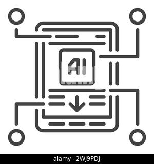 AI in Smart Phone vector Artificial Intelligence Smartphone concept thin line icon or design element Stock Vector