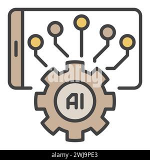 Smartphone AI Settings vector Gear with Phone concept colored icon or design element Stock Vector