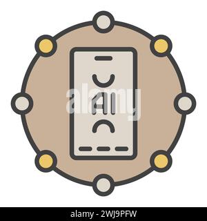 Artificial Intelligence Smartphone inside Circle vector AI concept colored icon or symbol Stock Vector