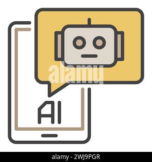 Smartphone with AI Chatbot vector concept colored icon or logo element Stock Vector