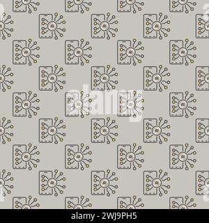 New AI Smartphone vector Artificial Intelligence Device concept colored seamless pattern Stock Vector