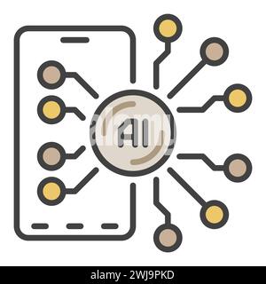 New AI Smartphone vector Artificial Intelligence Device concept colored icon or symbol Stock Vector