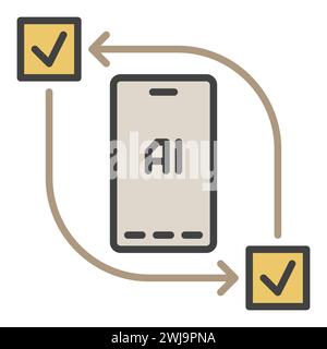 Smartphone with AI Technology vector Artificial Intelligence concept colored icon or design element Stock Vector