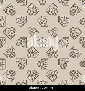 Smartphone AI Settings vector Gear with Phone concept colored seamless pattern Stock Vector