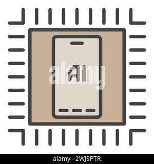 Chip with AI Phone vector Artificial Intelligence concept colored icon or sign Stock Vector